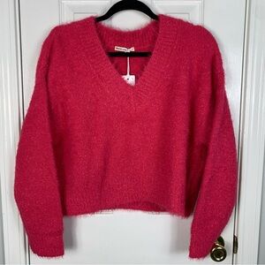 Marine Layer Teddy Eyelash V Neck Sweater Women Size Small